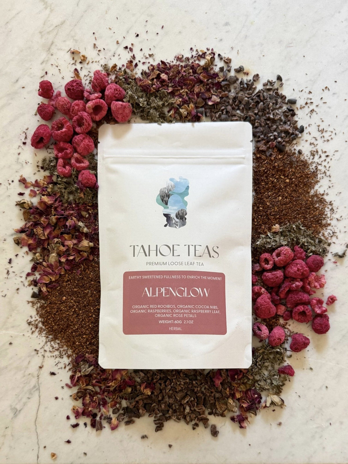Alpenglow pouch with its loose-leaf ingredients